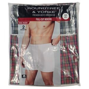 Roundtree & Yorke‎ Boxers Size 56 Big Man 2 Pack Full Cut Underwear Plaid